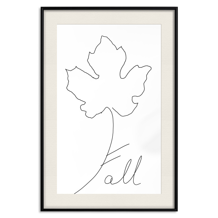 Wall Poster Autumn Treasure - line art leaf and text on a contrasting white background 131844 additionalImage 26