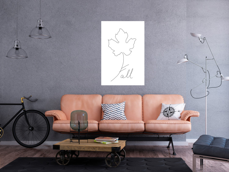 Wall Poster Autumn Treasure - line art leaf and text on a contrasting white background 131844 additionalImage 5