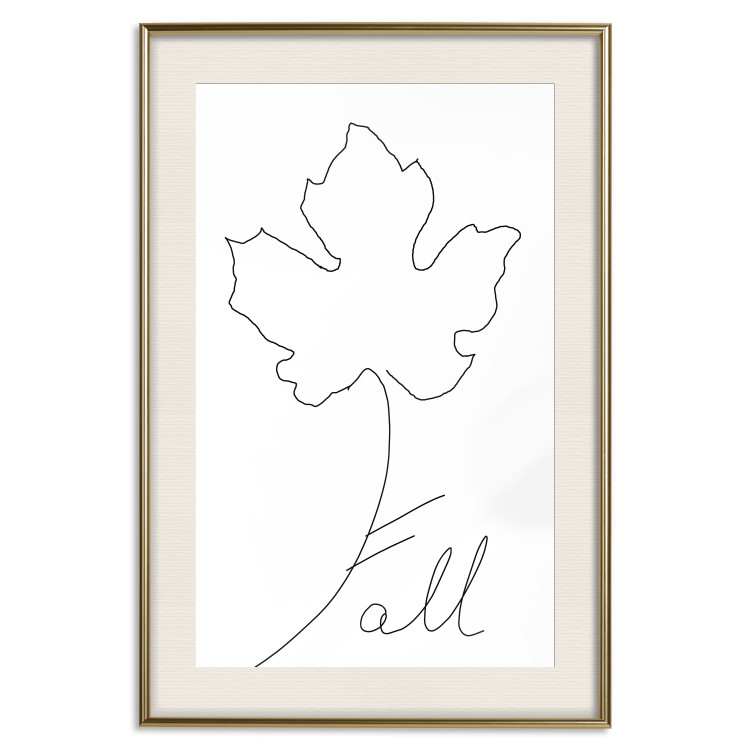 Wall Poster Autumn Treasure - line art leaf and text on a contrasting white background 131844 additionalImage 27