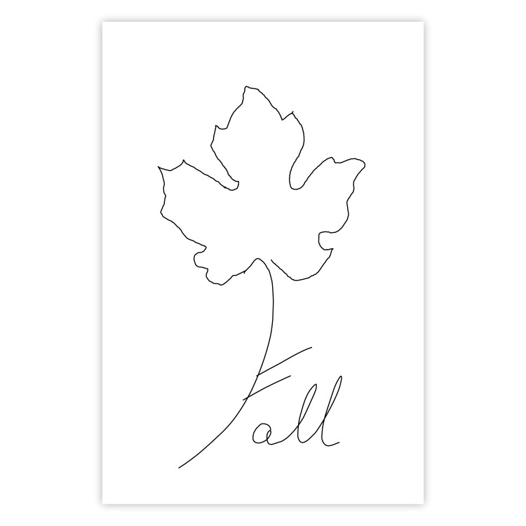 Wall Poster Autumn Treasure - line art leaf and text on a contrasting white background 131844 additionalImage 16