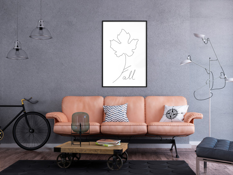 Wall Poster Autumn Treasure - line art leaf and text on a contrasting white background 131844 additionalImage 20