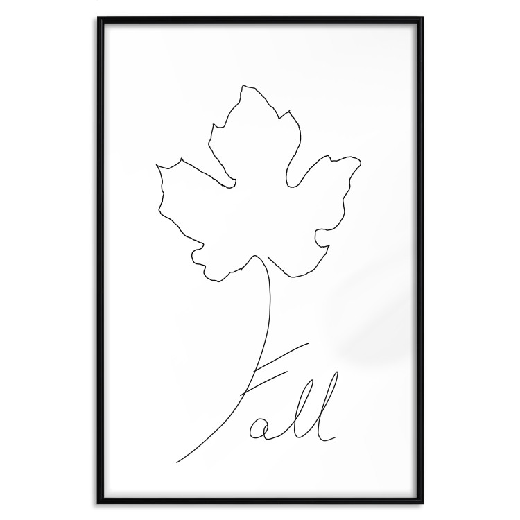 Wall Poster Autumn Treasure - line art leaf and text on a contrasting white background 131844 additionalImage 19