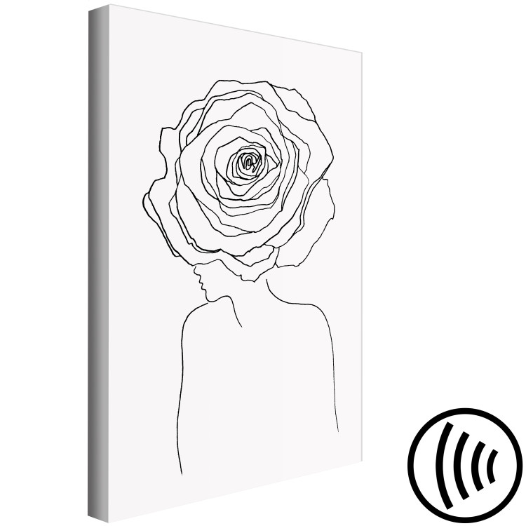 Canvas Art Print Rose in the hair - a linear woman silhouette with flower 132144 additionalImage 6