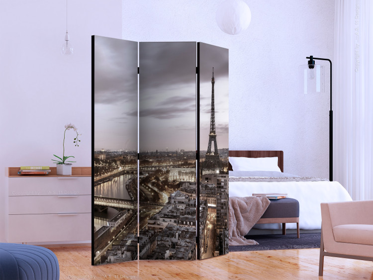 Room Separator Night in Paris (3-piece) - urban landscape with the Eiffel Tower at dusk 132544 additionalImage 2