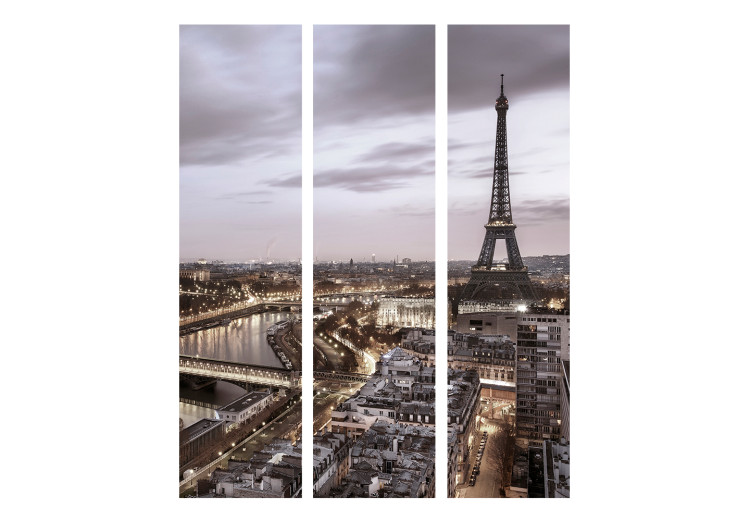 Room Separator Night in Paris (3-piece) - urban landscape with the Eiffel Tower at dusk 132544 additionalImage 3