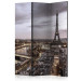 Room Separator Night in Paris (3-piece) - urban landscape with the Eiffel Tower at dusk 132544