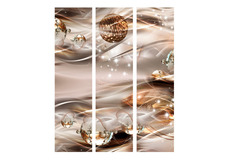 Room Divider Screen Amber constellation (3-piece) - sparkling illusion in 3D spheres 132644 additionalImage 3