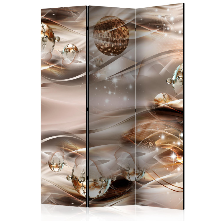 Room Divider Screen Amber constellation (3-piece) - sparkling illusion in 3D spheres 132644