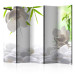 Room Divider Screen Lake of Silence II (5-piece) - white stones and flowers in zen style 133044