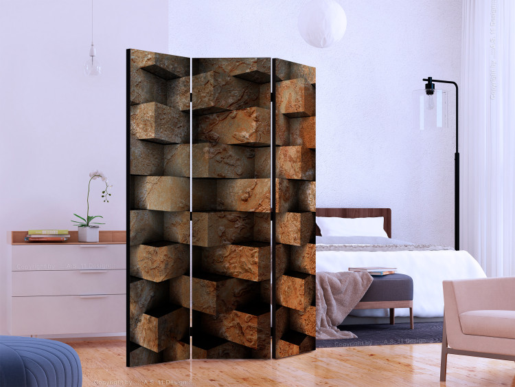 Room Divider Screen Brick Braid - abstract geometric figures with 3D effect 133644 additionalImage 2