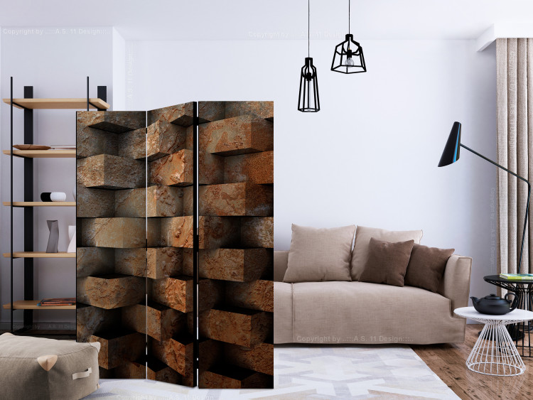 Room Divider Screen Brick Braid - abstract geometric figures with 3D effect 133644 additionalImage 4