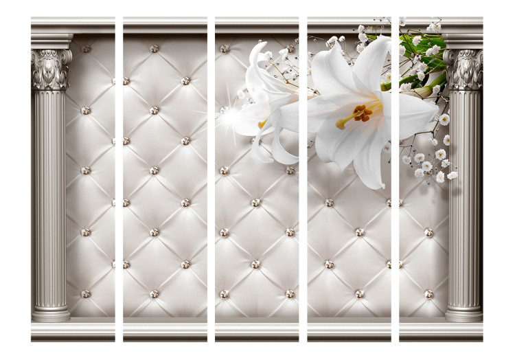 Room Divider Screen Column Scene II - lilies and quilted texture between columns 133744 additionalImage 3