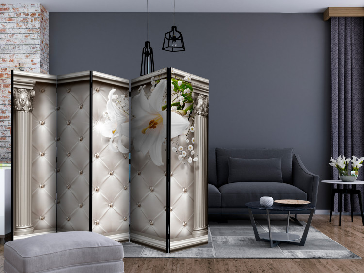 Room Divider Screen Column Scene II - lilies and quilted texture between columns 133744 additionalImage 4