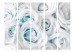 Folding Screen Satin Rose (Turquoise) II - white flowers with light blue detailing 133844 additionalThumb 3