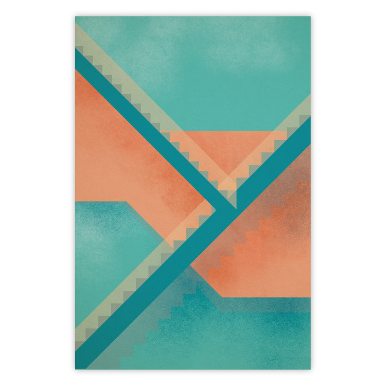Poster Staircase Composition - abstract orange geometric figures 134744