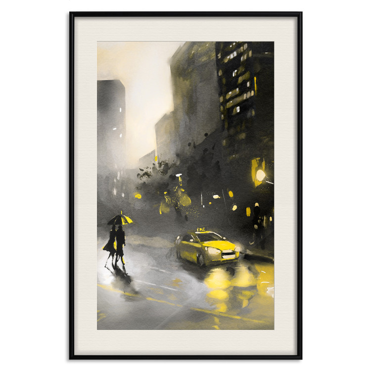 Poster City Glow - yellow car and people against a gloomy architectural backdrop 136044 additionalImage 25