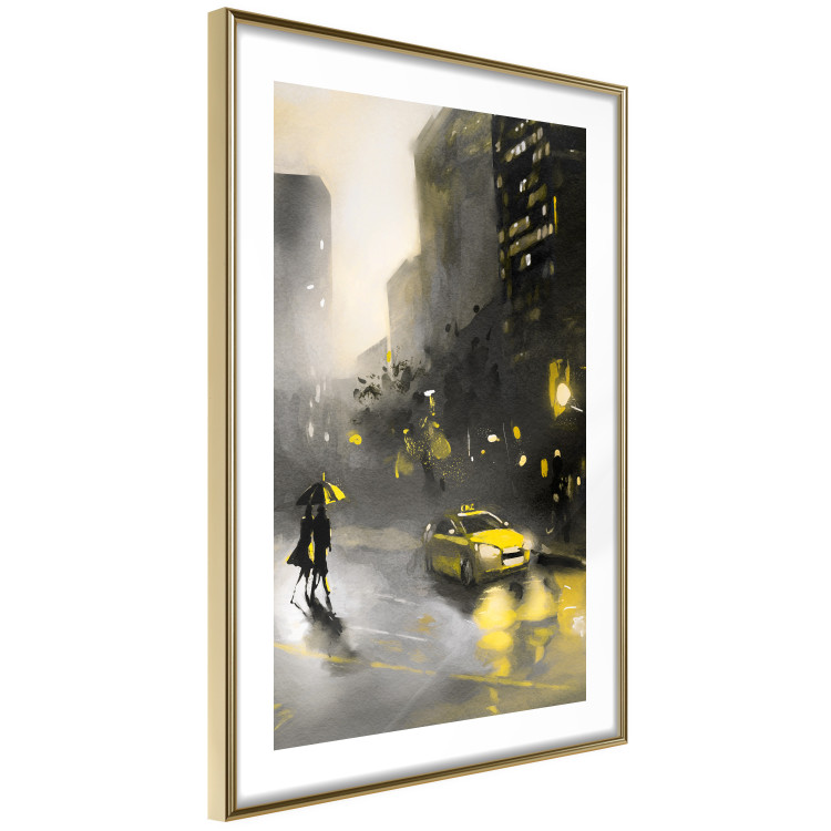 Poster City Glow - yellow car and people against a gloomy architectural backdrop 136044 additionalImage 2