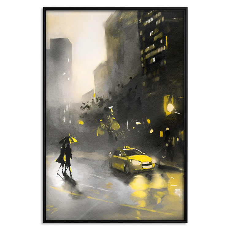 Poster City Glow - yellow car and people against a gloomy architectural backdrop 136044 additionalImage 13