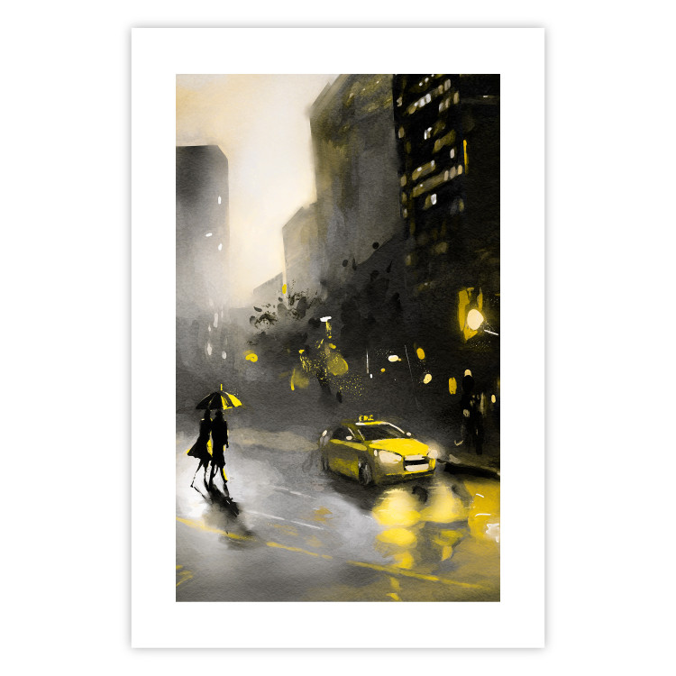 Poster City Glow - yellow car and people against a gloomy architectural backdrop 136044 additionalImage 9