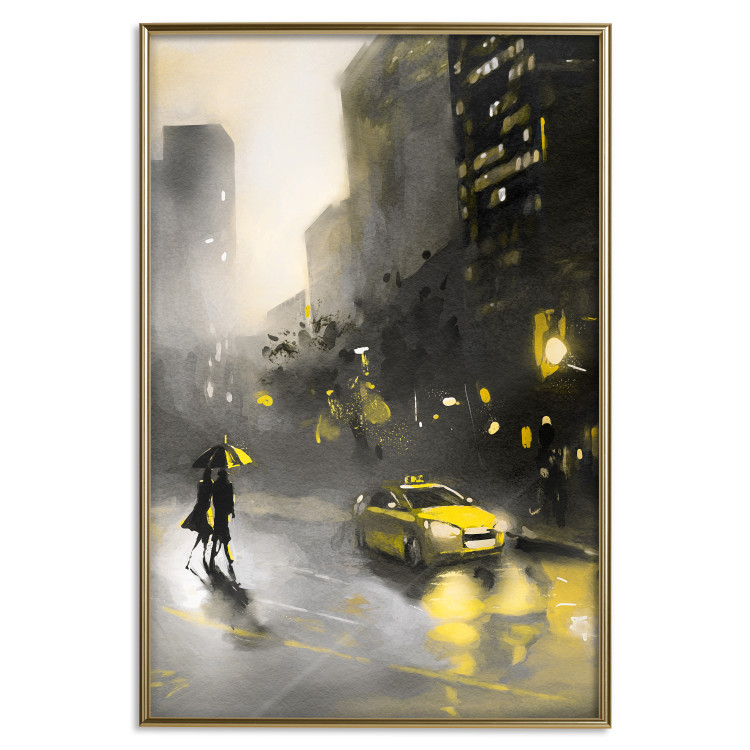 Poster City Glow - yellow car and people against a gloomy architectural backdrop 136044 additionalImage 14