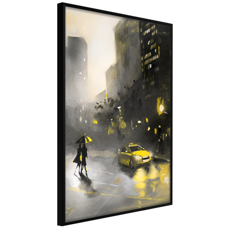 Poster City Glow - yellow car and people against a gloomy architectural backdrop 136044 additionalImage 3