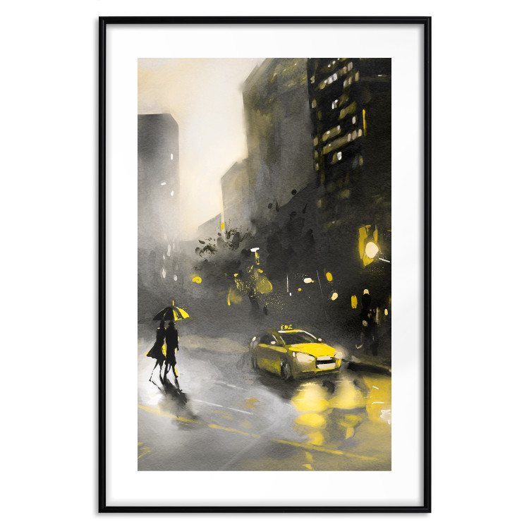 Poster City Glow - yellow car and people against a gloomy architectural backdrop 136044 additionalImage 20