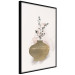 Wall Poster Golden Vase - a simple composition with green foliage in a vase on a beige background 136544 additionalThumb 2