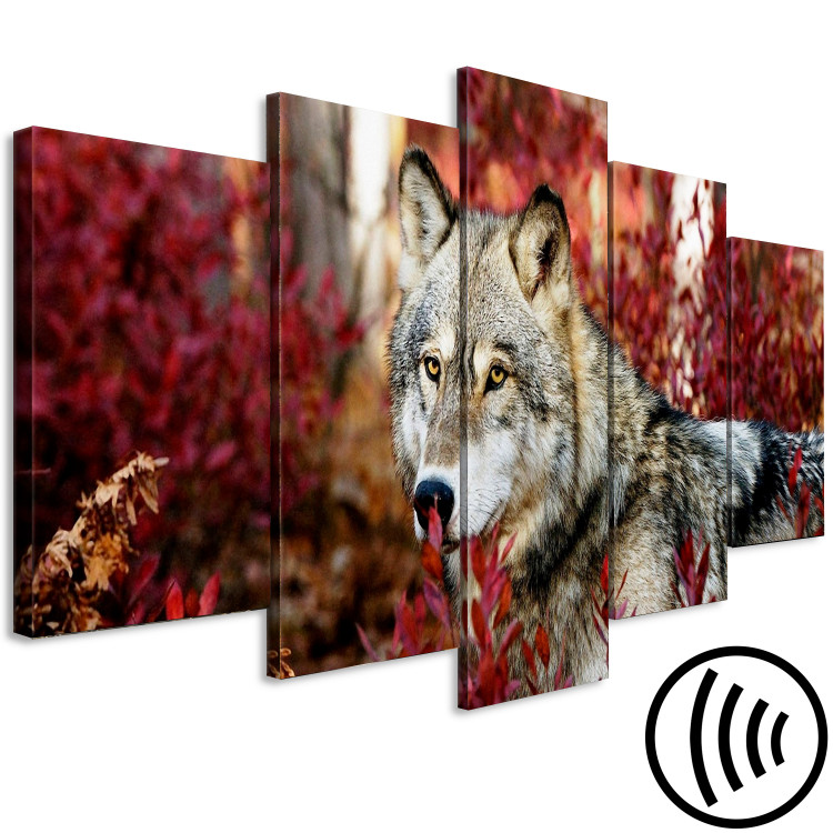 Canvas Art Print Pensive Wolf (5 Parts) Wide 137244 additionalImage 6
