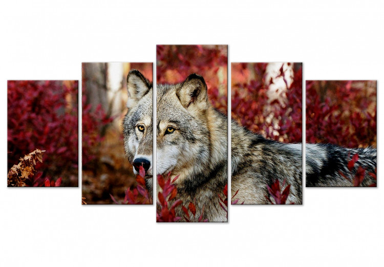Canvas Art Print Pensive Wolf (5 Parts) Wide 137244