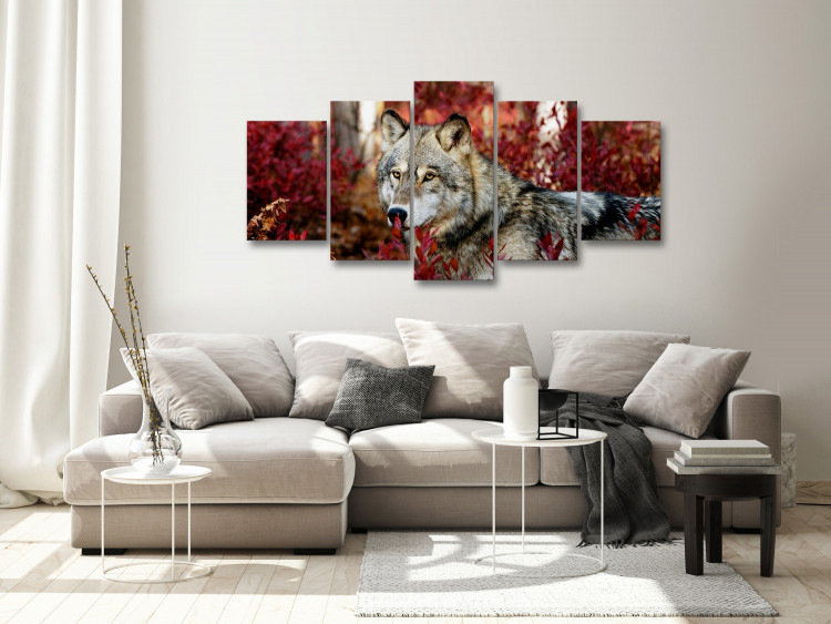Canvas Art Print Pensive Wolf (5 Parts) Wide 137244 additionalImage 3