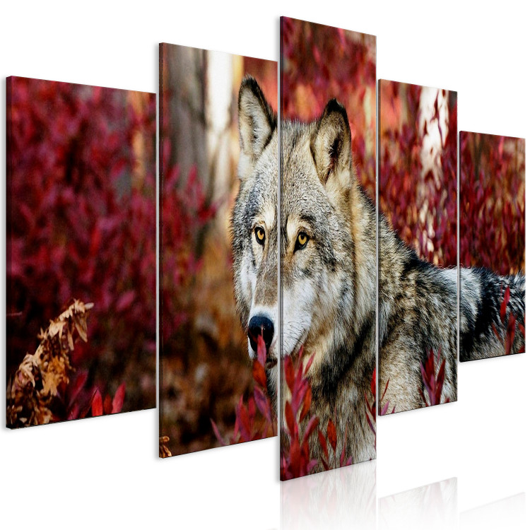 Canvas Art Print Pensive Wolf (5 Parts) Wide 137244 additionalImage 2