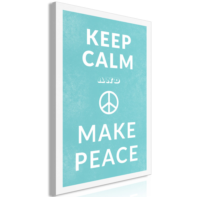 Canvas Art Print Keep Calm Make Peace (1-piece) Vertical - white English text 142444 additionalImage 2