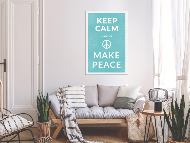 Canvas Art Print Keep Calm Make Peace (1-piece) Vertical - white English text 142444 additionalImage 3