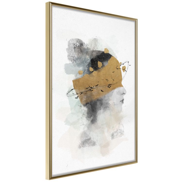 Wall Poster Lost in Thought - Watercolor Portrait of a Woman With Golden Accents 144544 additionalImage 6
