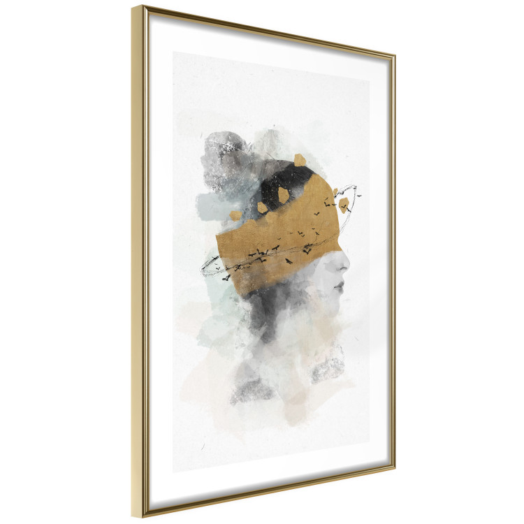 Wall Poster Lost in Thought - Watercolor Portrait of a Woman With Golden Accents 144544 additionalImage 8