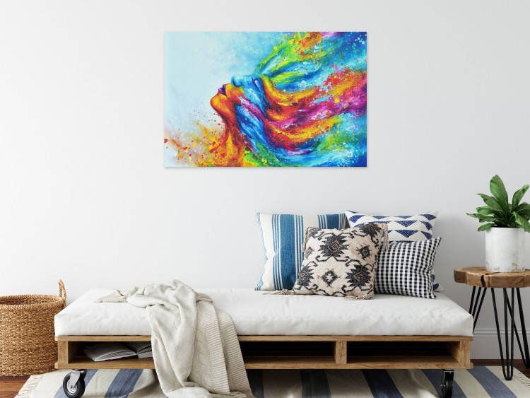 Canvas Art Print Colorful Lady (1-piece) - colorful abstraction with a woman's face 144744 additionalImage 3