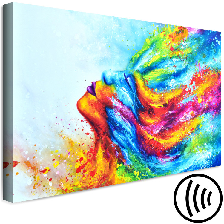 Canvas Art Print Colorful Lady (1-piece) - colorful abstraction with a woman's face 144744 additionalImage 6