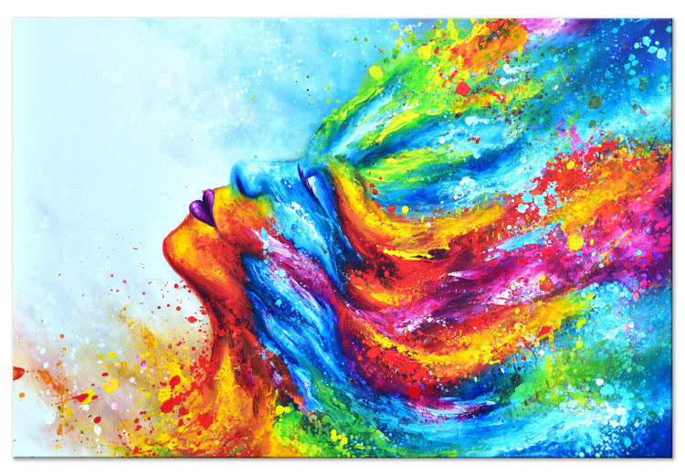 Canvas Art Print Colorful Lady (1-piece) - colorful abstraction with a woman's face 144744