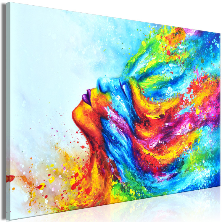 Canvas Art Print Colorful Lady (1-piece) - colorful abstraction with a woman's face 144744 additionalImage 2
