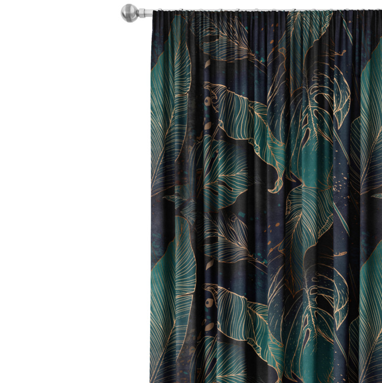 Decorative Curtain Botanical gold - a floral composition with monstera leaves 147144 additionalImage 8