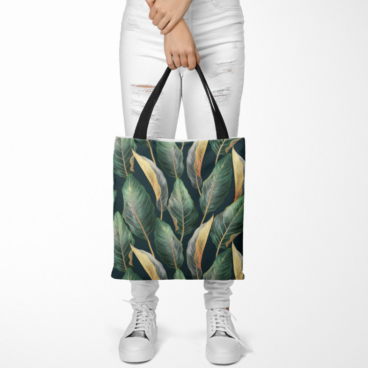 Shopping Bag Gold-green leaves - a floral pattern 147544 additionalImage 2