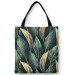 Shopping Bag Gold-green leaves - a floral pattern 147544