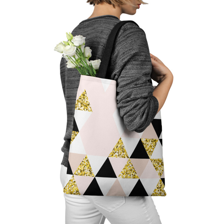 Shopping Bag Golden kaleidoscope - an abstract geometric glamour composition 147644 additionalImage 3
