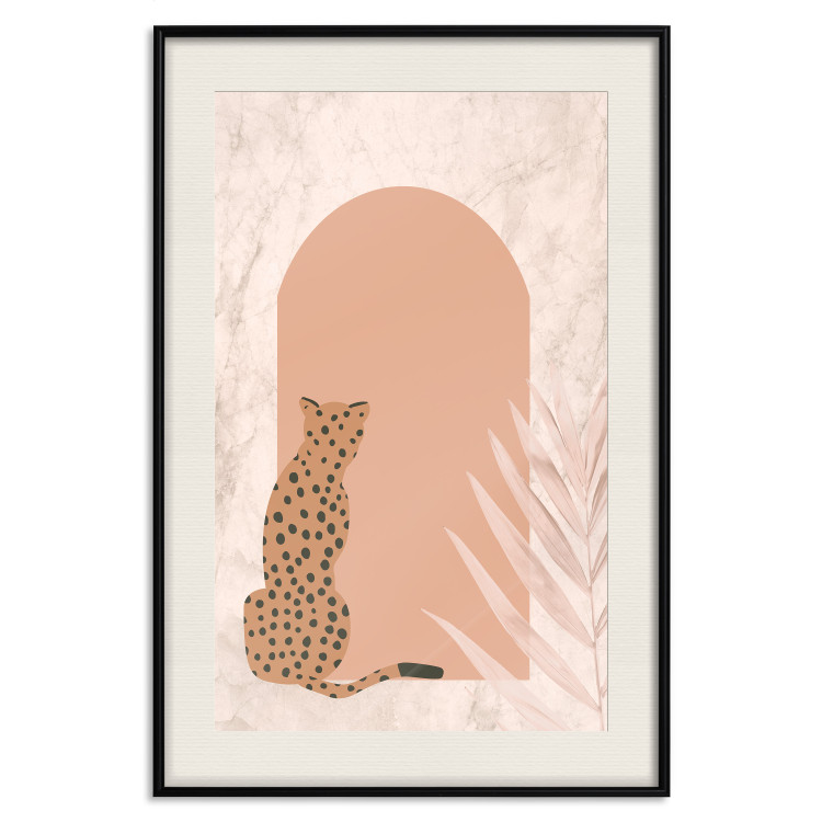 Wall Poster Crouching Cheetah - Predator With a Leaf of an Exotic Plant 148844 additionalImage 7