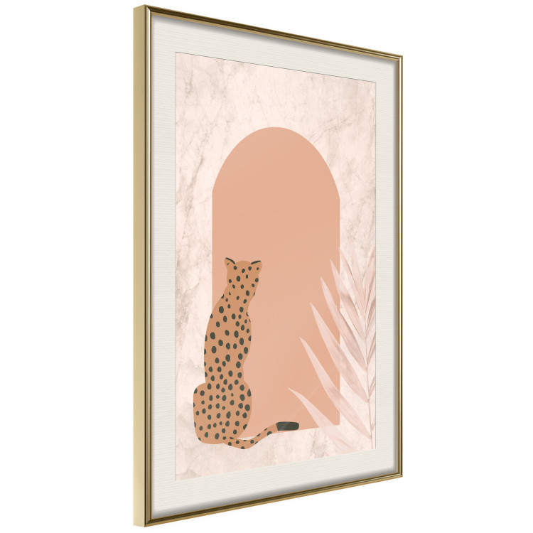 Wall Poster Crouching Cheetah - Predator With a Leaf of an Exotic Plant 148844 additionalImage 24