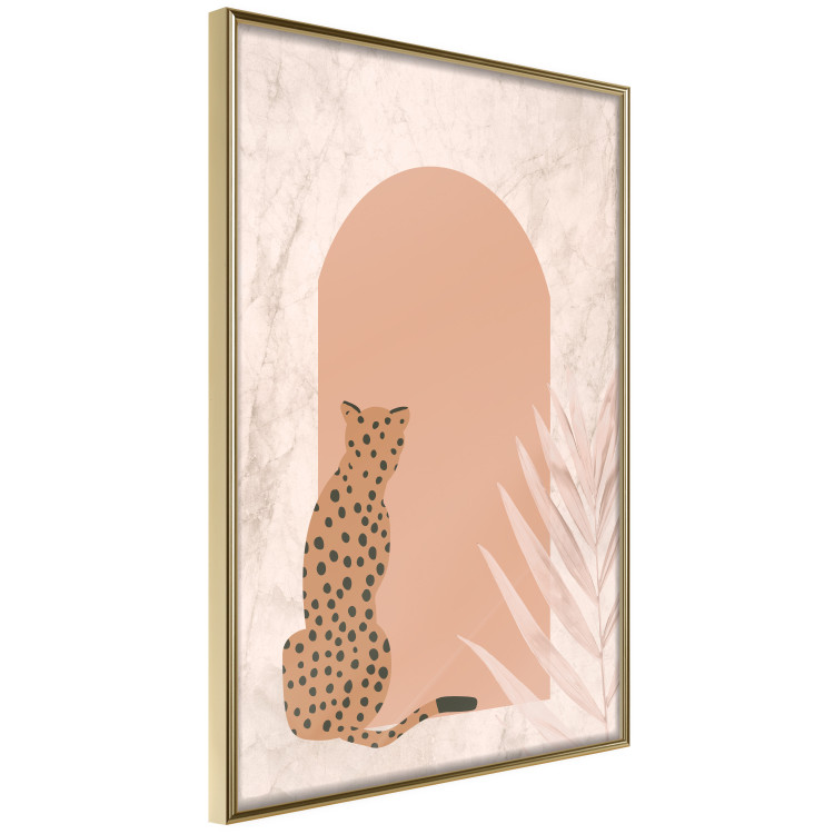 Wall Poster Crouching Cheetah - Predator With a Leaf of an Exotic Plant 148844 additionalImage 15