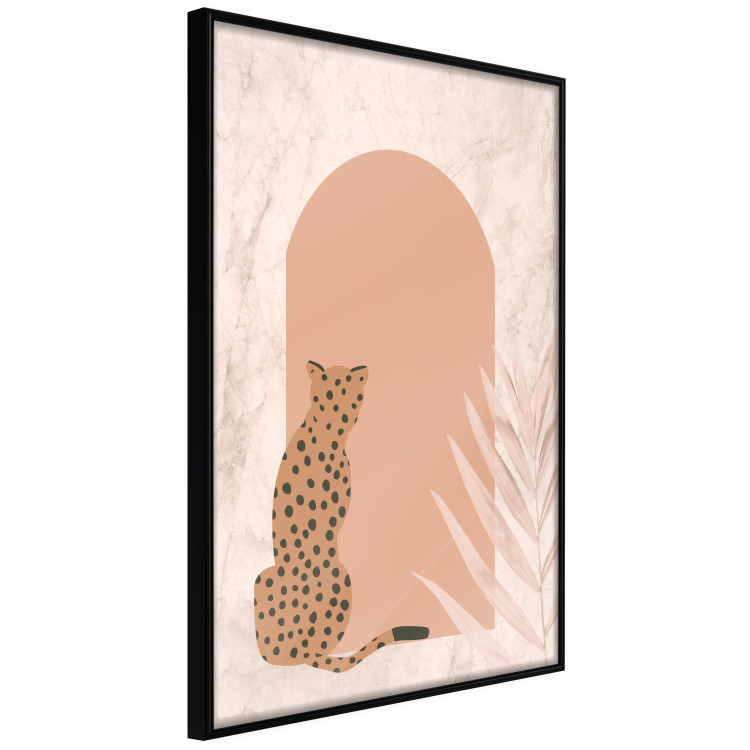 Wall Poster Crouching Cheetah - Predator With a Leaf of an Exotic Plant 148844 additionalImage 14