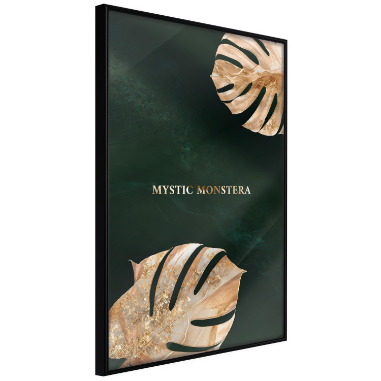 Poster Mystical Monstera - Decorated Exotic Leaves on a Dark Green Background 149244 additionalImage 5