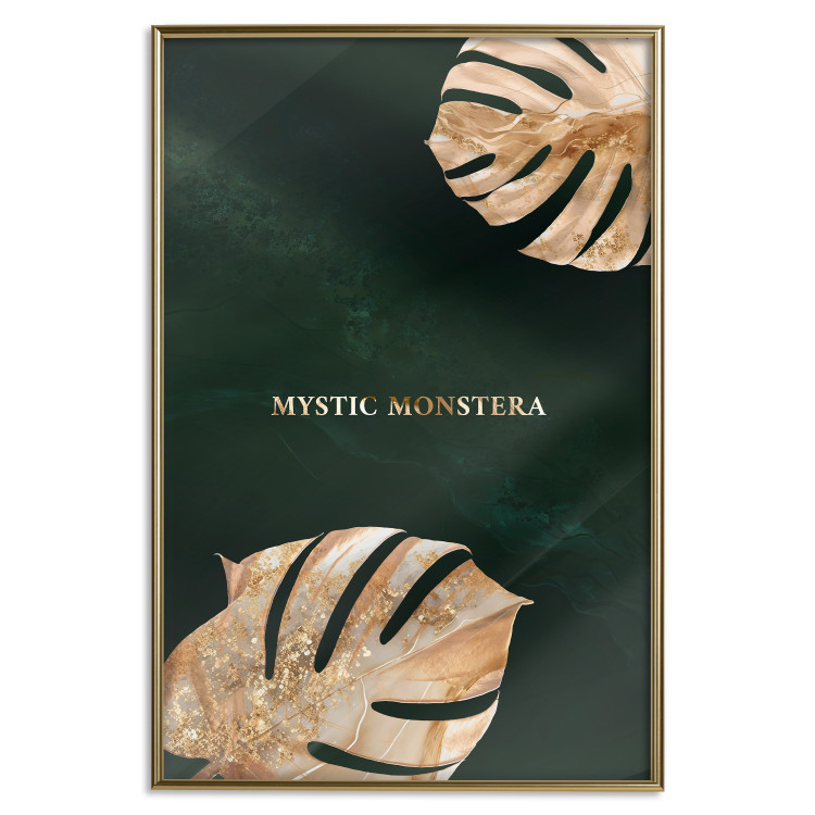 Poster Mystical Monstera - Decorated Exotic Leaves on a Dark Green Background 149244 additionalImage 20