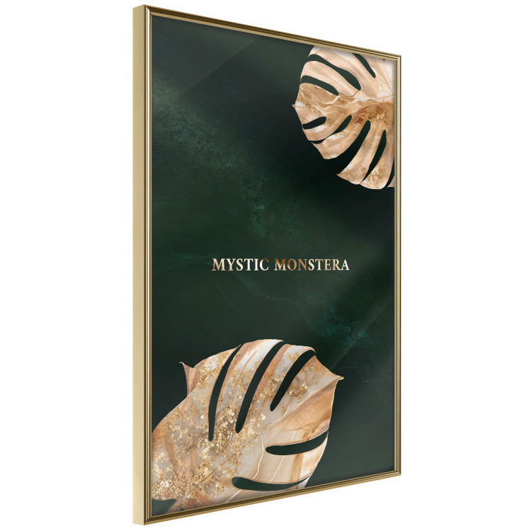 Poster Mystical Monstera - Decorated Exotic Leaves on a Dark Green Background 149244 additionalImage 6